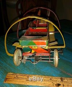 Antique Bing Tin Windup Topsy Turvy Tom Clown Car Turnover Colorful Toy Germany