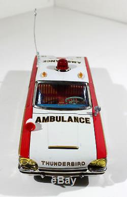 Asahi Toy'65 T-bird Ambulance Car, Friction Vtg Tin Japan, Mib, Y, T. N, Modern Toy