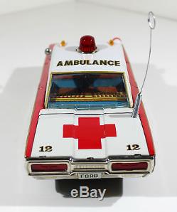 Asahi Toy'65 T-bird Ambulance Car, Friction Vtg Tin Japan, Mib, Y, T. N, Modern Toy