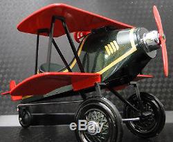 Air plane Pedal Car WW1 Vintage Red Two Wing Aircraft Rare Midget Metal Model