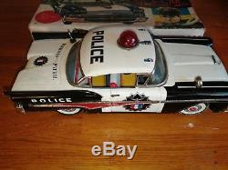 Alps 1950s Japanese Tinplate Highway Patrol Police Car Boxed