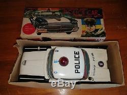 Alps 1950s Japanese Tinplate Highway Patrol Police Car Boxed