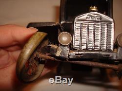 Antique 1920s Bing Germany Tin Windup Woman Driver Ford Model T Sedan Toy Car