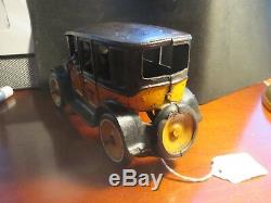 Antique 1930's Cast Iron Arcade Yellow Cab Taxi Toy Car #2 USA