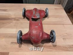 Antique 1930s Streamlined Pressed Steel Toy Race Car