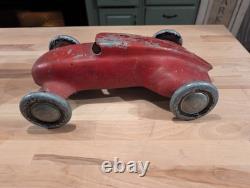 Antique 1930s Streamlined Pressed Steel Toy Race Car
