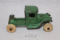 Antique Arcade Cast Iron Austin Car Hauler Truck Trailer Toy