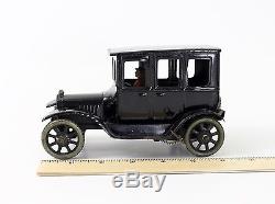 Antique Bing 1920s Black Model T Ford 4 Door Sedan Tin Windup Car