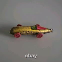Antique Buffalo Toys 12.5 Tin Pullshaft Wind Up Boat Tail Racer Indy Race Car