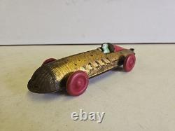 Antique Buffalo Toys 12.5 Tin Pullshaft Wind Up Boat Tail Racer Indy Race Car