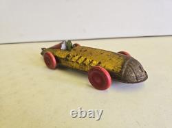 Antique Buffalo Toys 12.5 Tin Pullshaft Wind Up Boat Tail Racer Indy Race Car