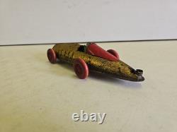 Antique Buffalo Toys 12.5 Tin Pullshaft Wind Up Boat Tail Racer Indy Race Car