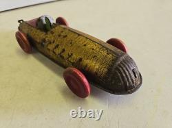 Antique Buffalo Toys 12.5 Tin Pullshaft Wind Up Boat Tail Racer Indy Race Car