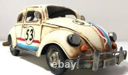 Antique Car Volkswagen White Vintage Retro Classic Cars Tinplate Objects Toys Am