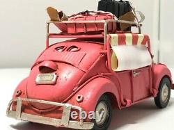 Antique Carwagen Pink Vintage Car Classic Cars Tin Objects Toys American Hawaii