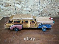 Antique Cass Toys 18 Wooden Station Wagon Toy Car With Family & Dog