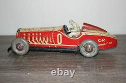Antique France Rare CHARLES ROSSIGNOL OPEN WHEEL RACER CAR Wind Up Tin Litho Toy