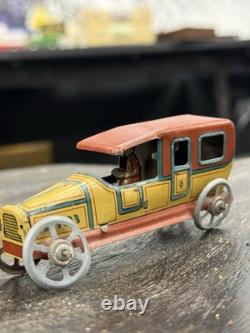 Antique German Tin Lithograph Chauffeur Limousine Toy Car Driver c1910