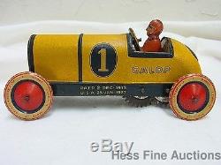 Antique Germany Lehmann Autohutte 1920s Race Car Sedan Garage Orig Paint Tin Toy