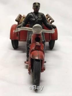 Antique Hubley Cast Iron Indian Crash Car Motorcycle