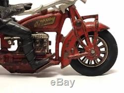 Antique Hubley Cast Iron Indian Crash Car Motorcycle