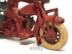 Antique Hubley Cast Iron Indian Motorcycle Traffic Car