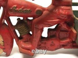 Antique Hubley Cast Iron Indian Motorcycle Traffic Car
