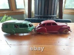 Antique Hubley Lincoln Zephyr Camper Cast Iron Toy Car Set