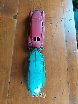 Antique Hubley Lincoln Zephyr Camper Cast Iron Toy Car Set