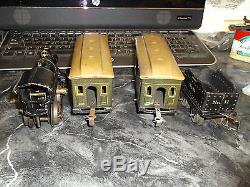 Antique Ives #6 Clockwork Locomotive #11 Tender 550 Mail 551 Chair Cars & Track