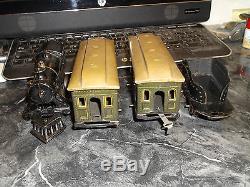 Antique Ives #6 Clockwork Locomotive #11 Tender 550 Mail 551 Chair Cars & Track