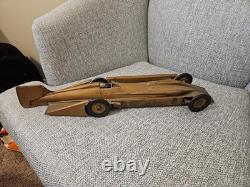 Antique Kingsbury Golden Arrow Toy Race Car Pressed Steel Windup (See All Pics)