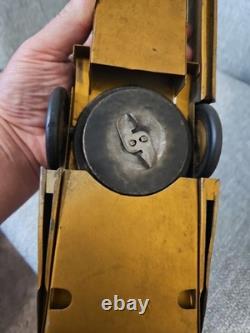 Antique Kingsbury Golden Arrow Toy Race Car Pressed Steel Windup (See All Pics)