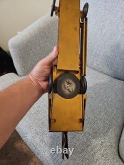 Antique Kingsbury Golden Arrow Toy Race Car Pressed Steel Windup (See All Pics)