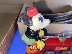 Antique LIONEL MICKEY & MINNIE MOUSE WIND UP RAILWAY HAND CAR #1100 Red Box
