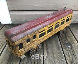 Antique Large 24 Pressed Steel Early Toy Dayton Trolley Train Street Car