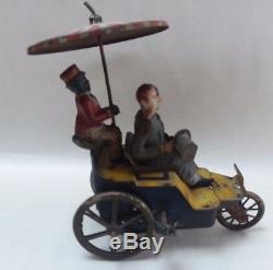 Antique Lehmann German Tin Wind Up Toy New Century Cycle Car Carriage As Found