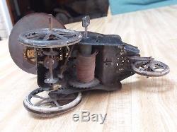 Antique Lehmann German Tin Wind Up Toy New Century Cycle Car Carriage As Found