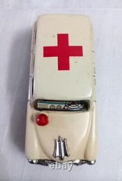 Antique Old Friction Power Asahi Trade Mark Ambulance Car Tin Toy Made In Japan