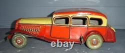 Antique RARE 1936 Mettoy England Clockwork Red Limousine Car Toy No. 59 Near Mint