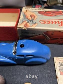 Antique Schuco Telesteering Blue Wind-Up Car 3000 with Original Box & Instructions