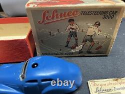 Antique Schuco Telesteering Blue Wind-Up Car 3000 with Original Box & Instructions