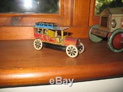 Antique Tin Penny Toy Limousine Car Flywheel Drive Tinplate Lovely Litho Design