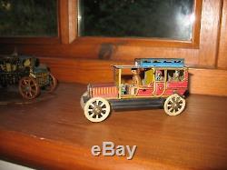 Antique Tin Penny Toy Limousine Car Flywheel Drive Tinplate Lovely Litho Design