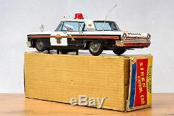 #Antique Tin Toy# Working Taiyo Japan 30cm Boxed 1963 Ford Galaxie Police Car