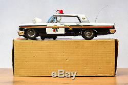 #Antique Tin Toy# Working Taiyo Japan 30cm Boxed 1963 Ford Galaxie Police Car