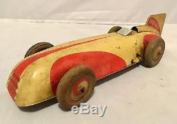 Antique Vintage Chad Valley Tin Plate Clockwork Land Speed Racing Car 10003
