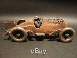 Antique Vintage Style Cast Iron Toy Race Car w Moving Pistons Hubley