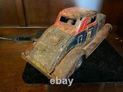 Antique Vintage Tin Toy Wind Up Louis Marx G-Man Pursuit Car-LITHO. 11403