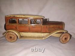 Antique Vintage Tinplate Toy Car Winding Limousine Tipp And Co Germany 1920